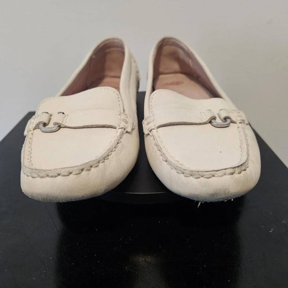 UGG WOMEN'S CALLEN LOAFERS FLATS IN JASMINE SOFT WHITE LEATHER SIZE 8